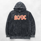 AC/DC ケミカルウォッシュ ブリーチ加工 バンド パーカー L ストーンウォッシュ ヴィンテージ加工