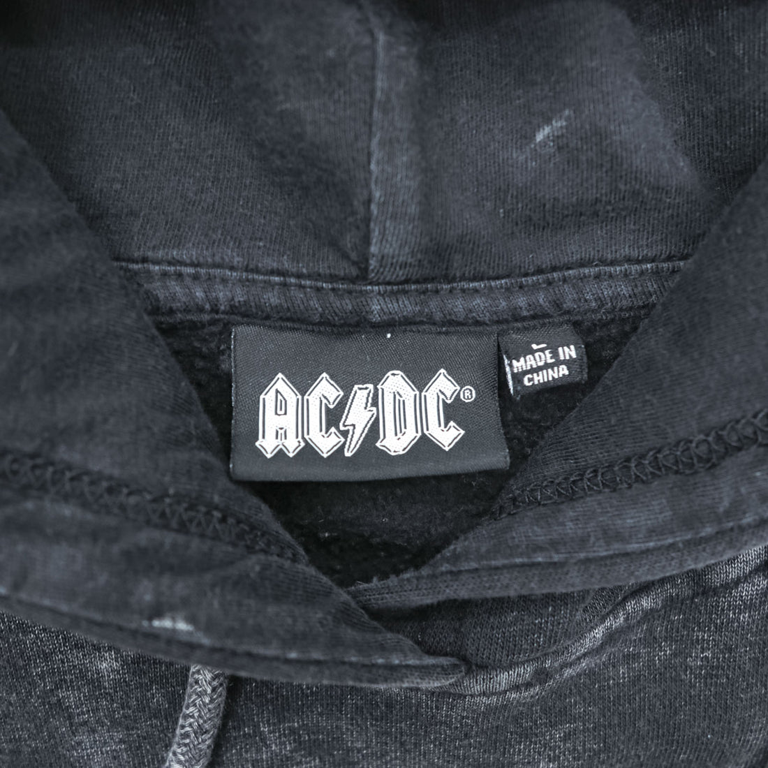 AC/DC ケミカルウォッシュ ブリーチ加工 バンド パーカー L ストーンウォッシュ ヴィンテージ加工