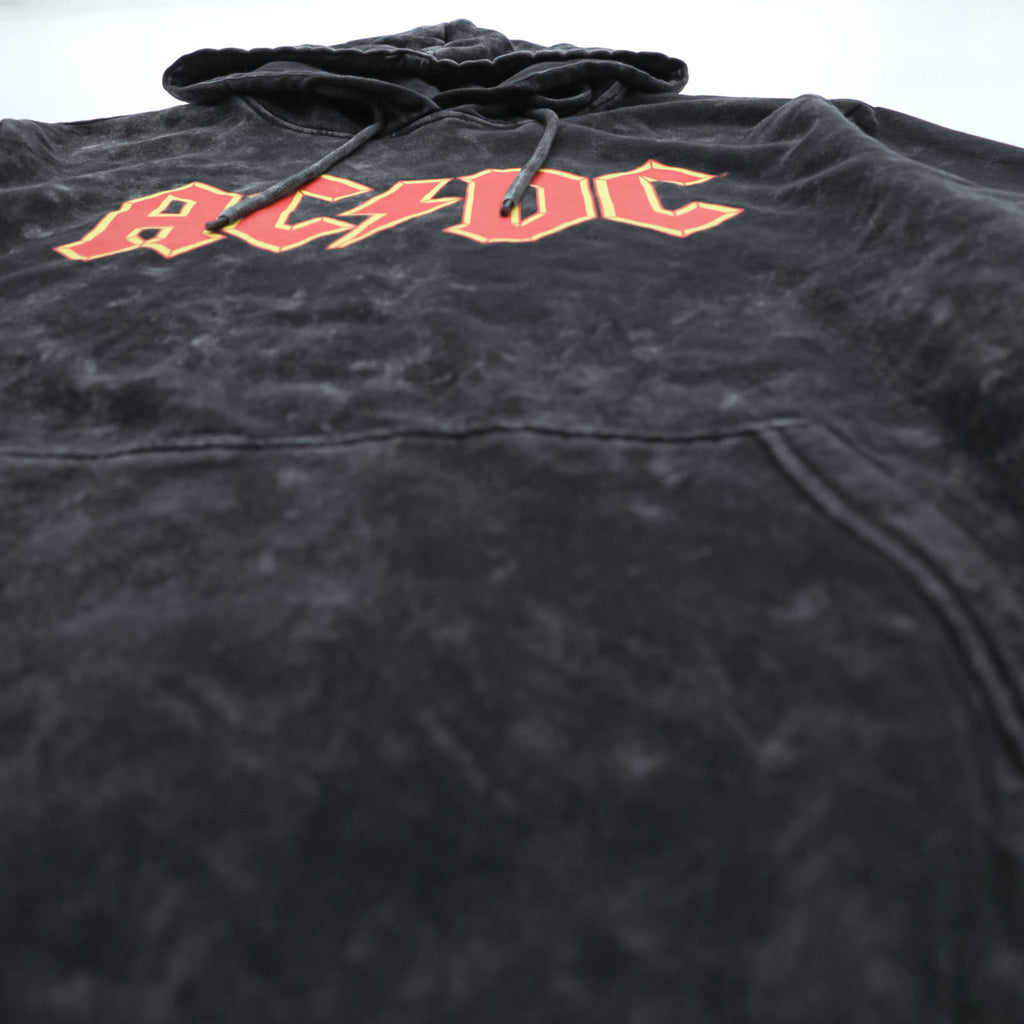 AC/DC ケミカルウォッシュ ブリーチ加工 バンド パーカー L ストーンウォッシュ ヴィンテージ加工