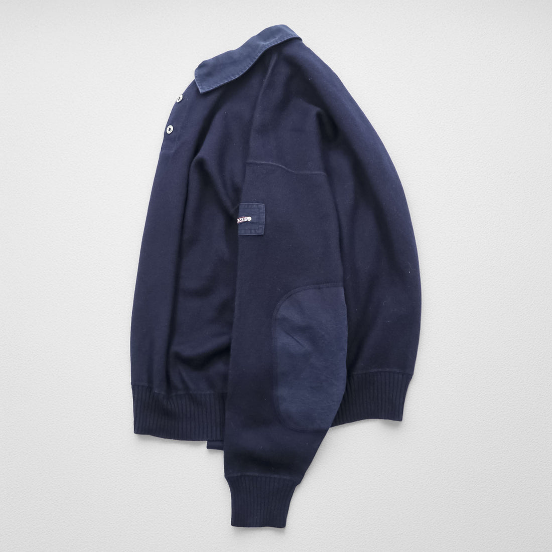 SAINT JAMES ポロ スウェット エルボーパッチ トレーナー L ネイビー 襟付き