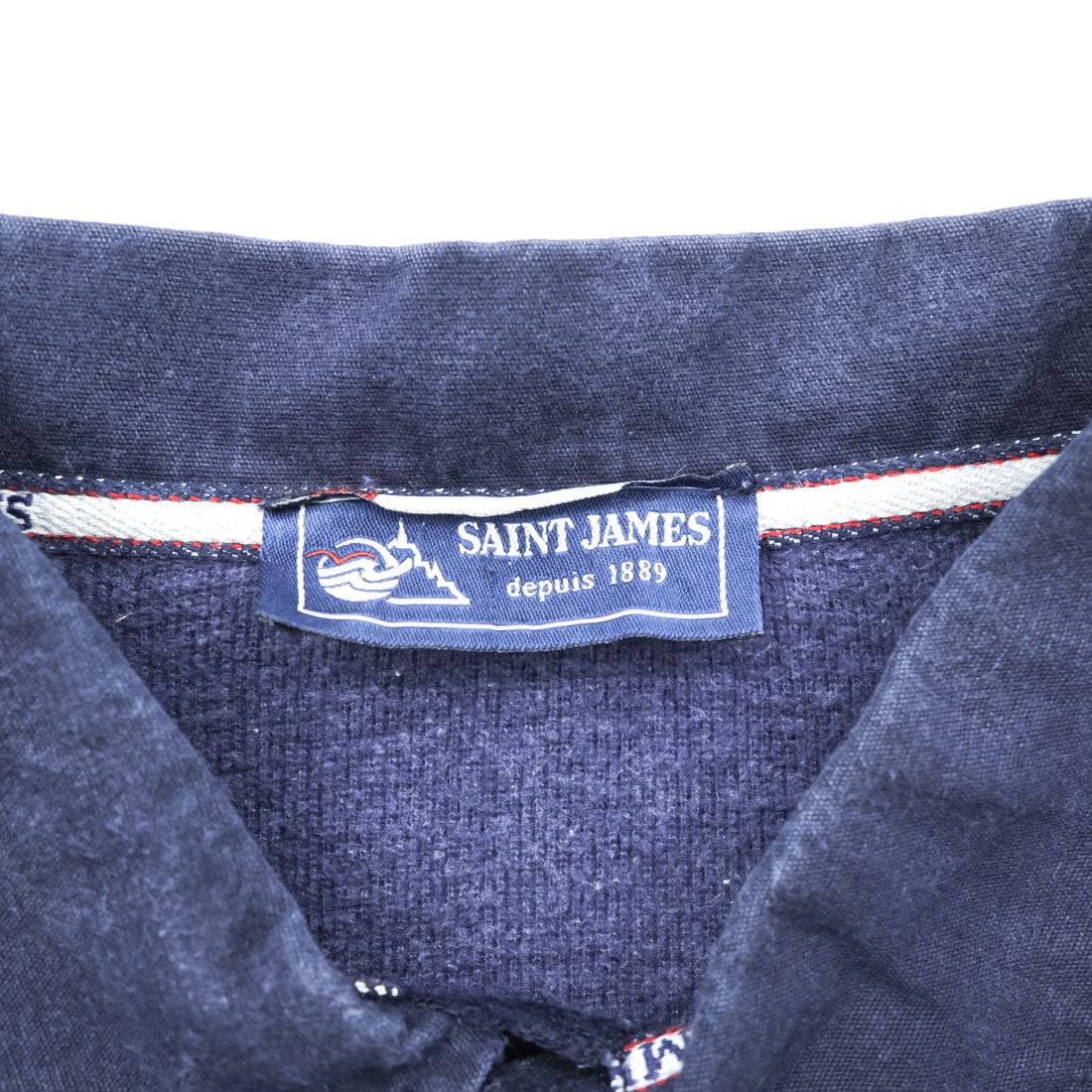 SAINT JAMES ポロ スウェット エルボーパッチ トレーナー L ネイビー 襟付き
