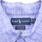 Ralph Lauren 90年代 YARMOUTH ボタンダウンシャツ XL チェック ブルー スモールポニー 刺繍 ビッグサイズ