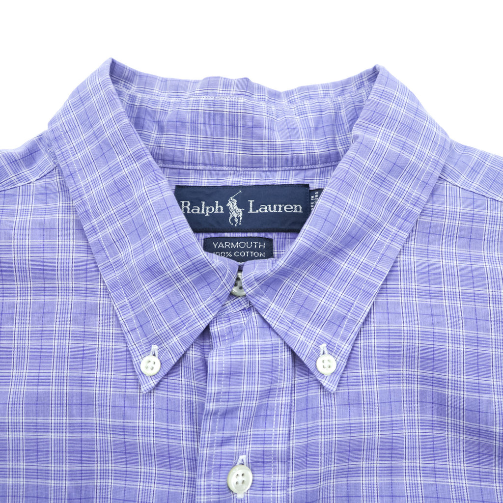 Ralph Lauren 90年代 YARMOUTH ボタンダウンシャツ XL チェック ブルー スモールポニー 刺繍 ビッグサイズ