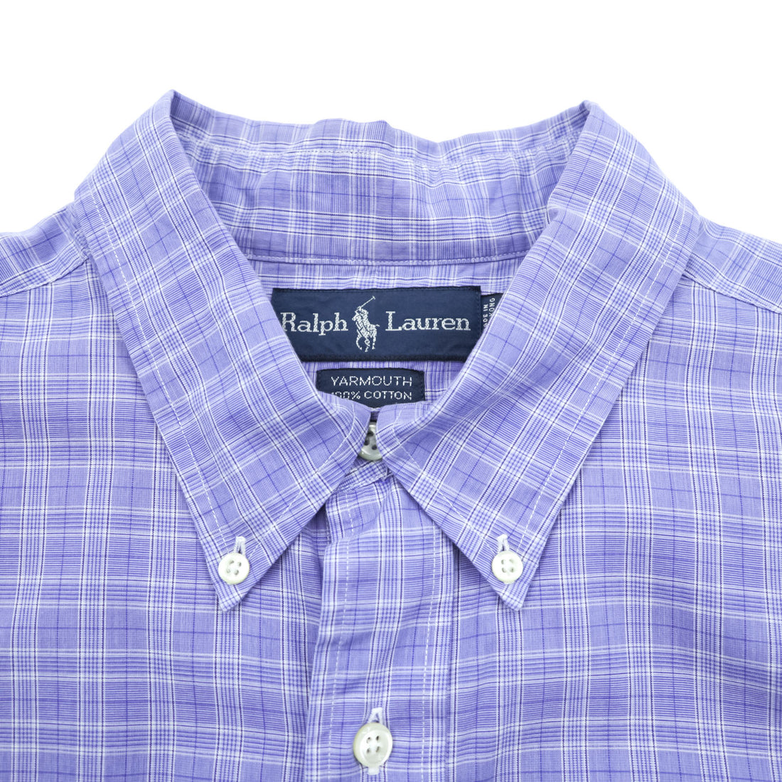 Ralph Lauren 90年代 YARMOUTH ボタンダウンシャツ XL チェック ブルー スモールポニー 刺繍 ビッグサイズ