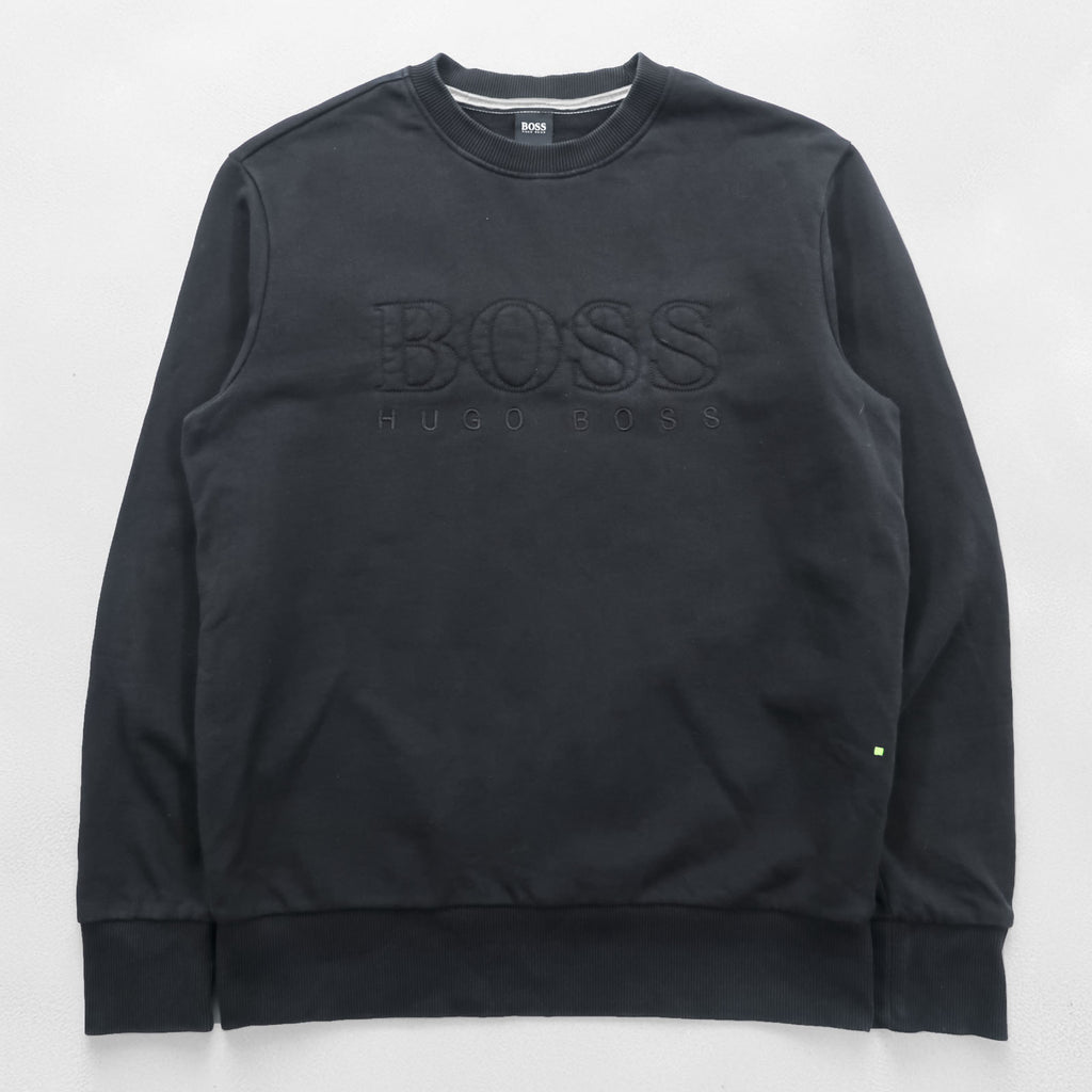 HUGO BOSS クルーネック スウェット トレーナー L ブラック コットン ロゴ刺繍