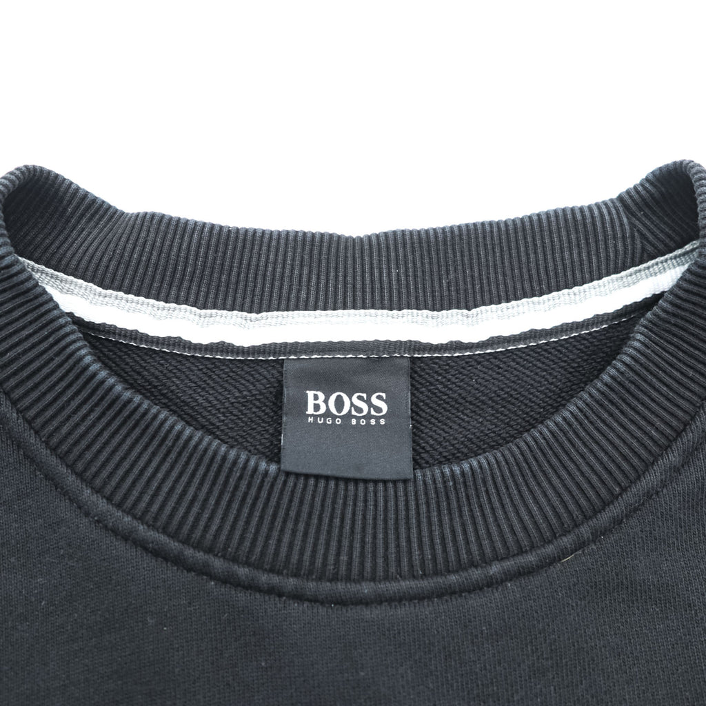 HUGO BOSS クルーネック スウェット トレーナー L ブラック コットン ロゴ刺繍