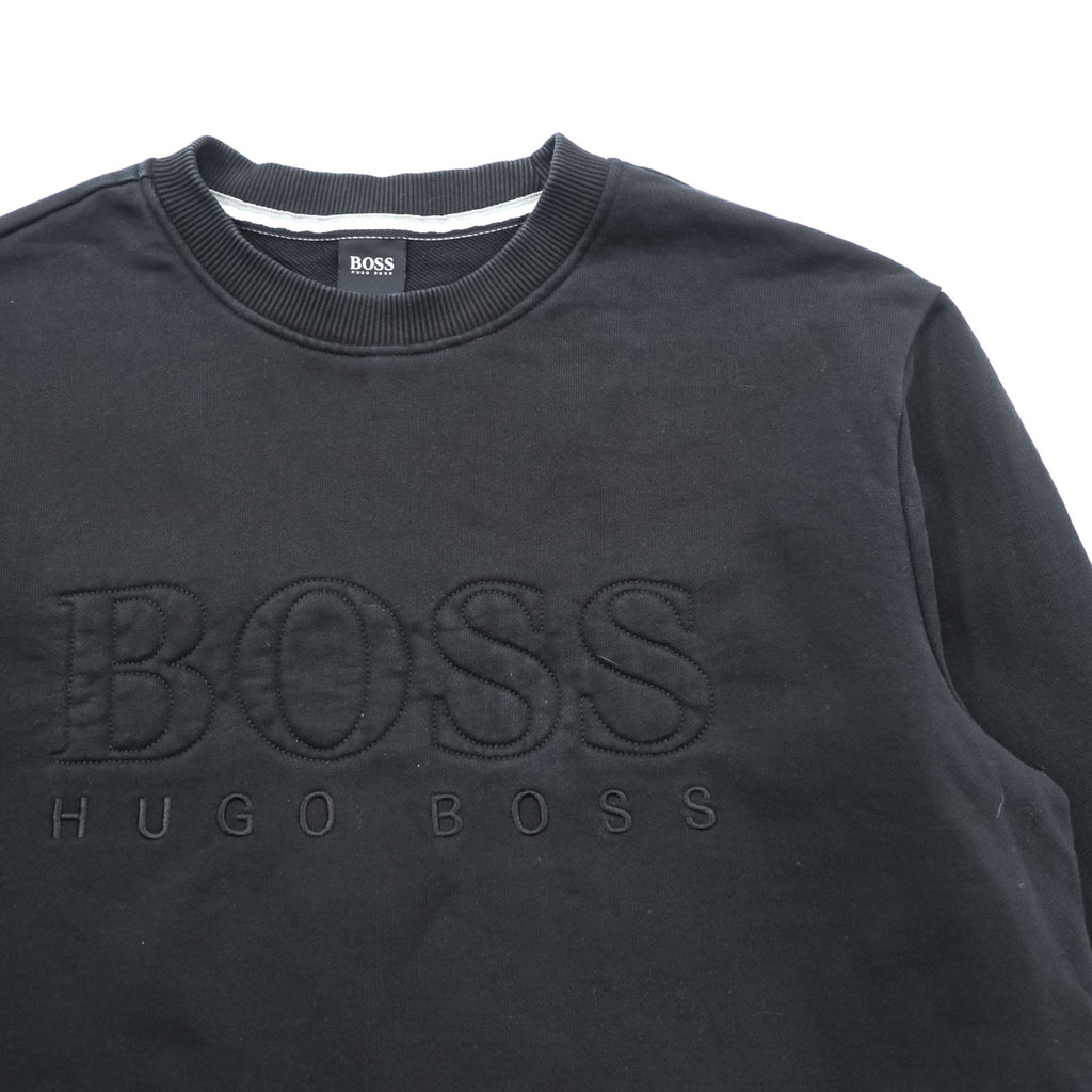 HUGO BOSS クルーネック スウェット トレーナー L ブラック コットン ロゴ刺繍
