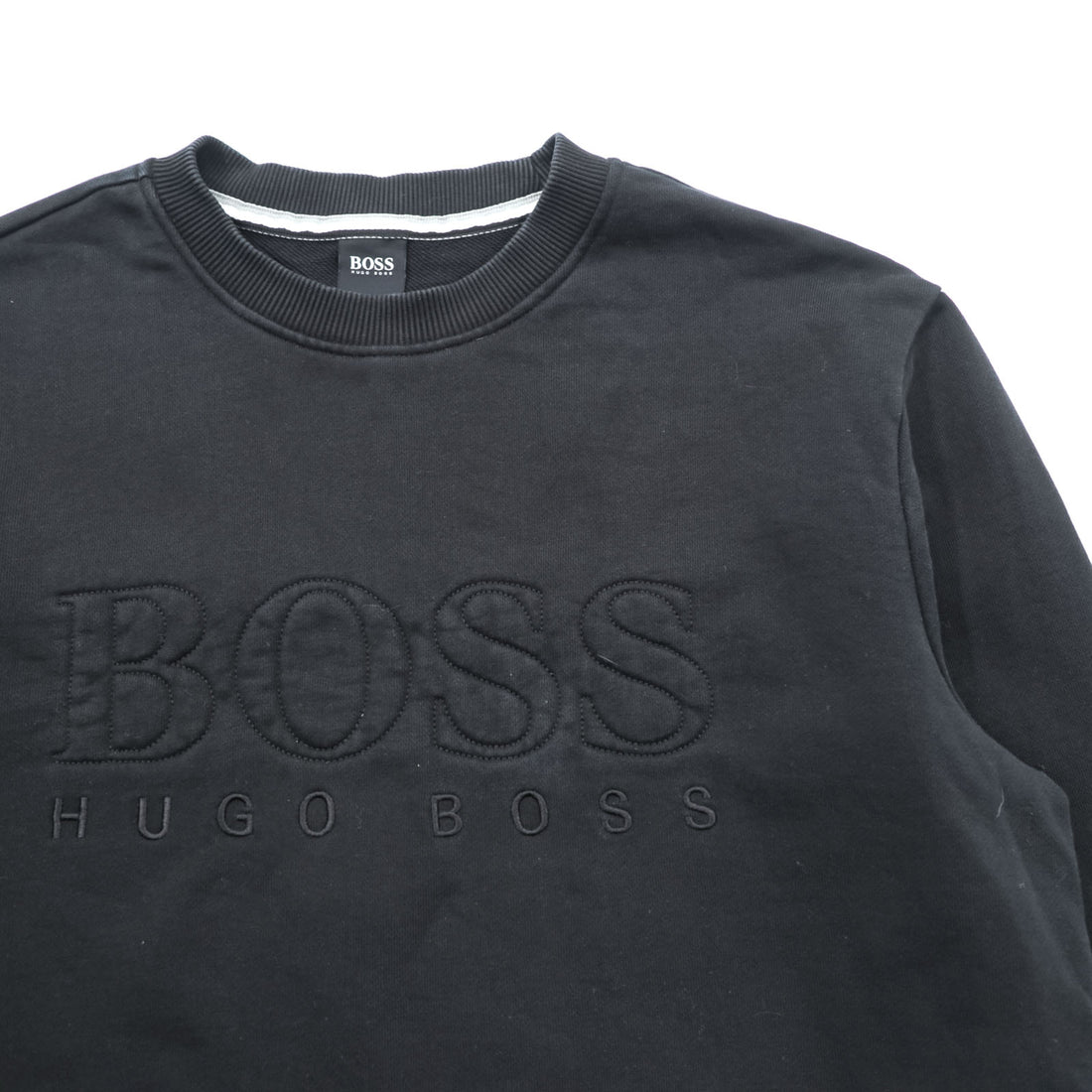HUGO BOSS クルーネック スウェット トレーナー L ブラック コットン ロゴ刺繍