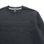 HUGO BOSS クルーネック スウェット トレーナー L ブラック コットン ロゴ刺繍
