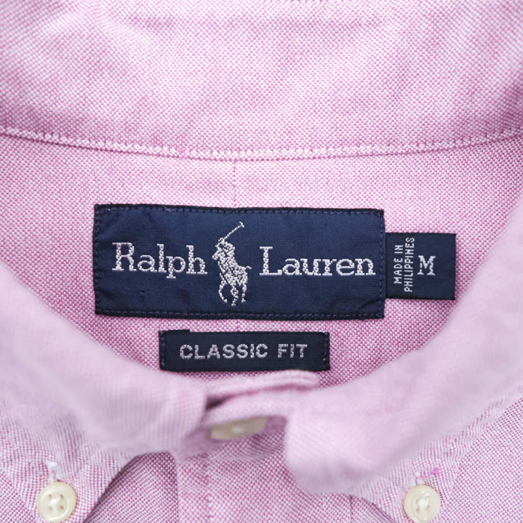 Ralph Lauren 90年代 クラシックフィット オックスフォード ボタンダウンシャツ M ピンク スモールポニー刺繍 ロゴ 胸ポケット