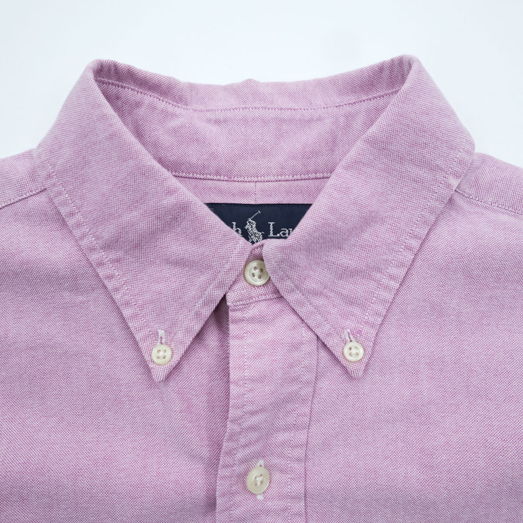Ralph Lauren 90年代 クラシックフィット オックスフォード ボタンダウンシャツ M ピンク スモールポニー刺繍 ロゴ 胸ポケット