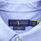 Ralph Lauren 鹿の子 ボタンダウンシャツ L ブルー FETHERWEIGHT MESH スモールポニー 刺繍 ロゴ