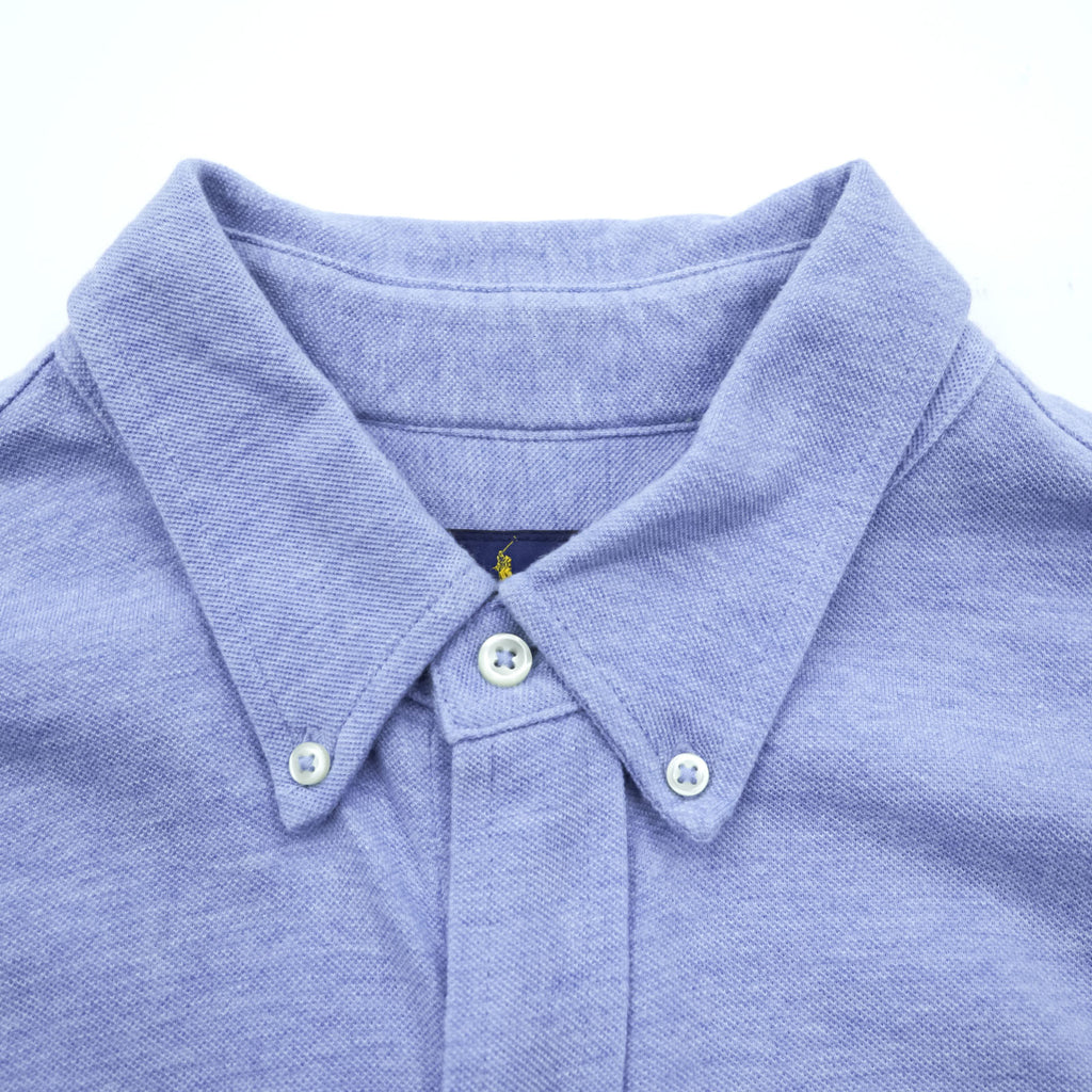 Ralph Lauren 鹿の子 ボタンダウンシャツ L ブルー FETHERWEIGHT MESH スモールポニー 刺繍 ロゴ