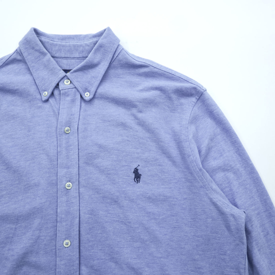 Ralph Lauren 鹿の子 ボタンダウンシャツ L ブルー FETHERWEIGHT MESH スモールポニー 刺繍 ロゴ