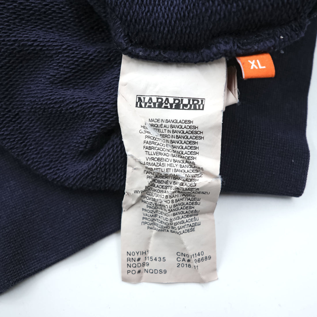NAPAPIJRI Pullover Hoodie XL Navy Cotton Kangaroo Pocket