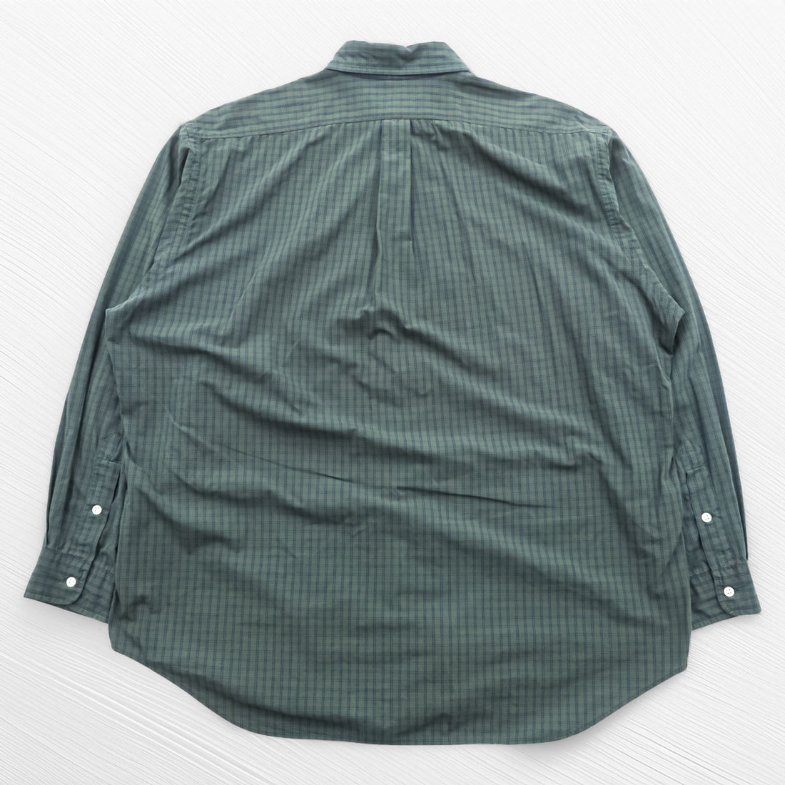 Ralph Lauren 90s button-down shirt, size XL, checked green, black, with small pony embroidery.