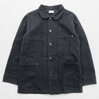 FACTOTUM Japan Made Black Denim Chore Coat Hunting Jacket S Black Round Collar 01040638