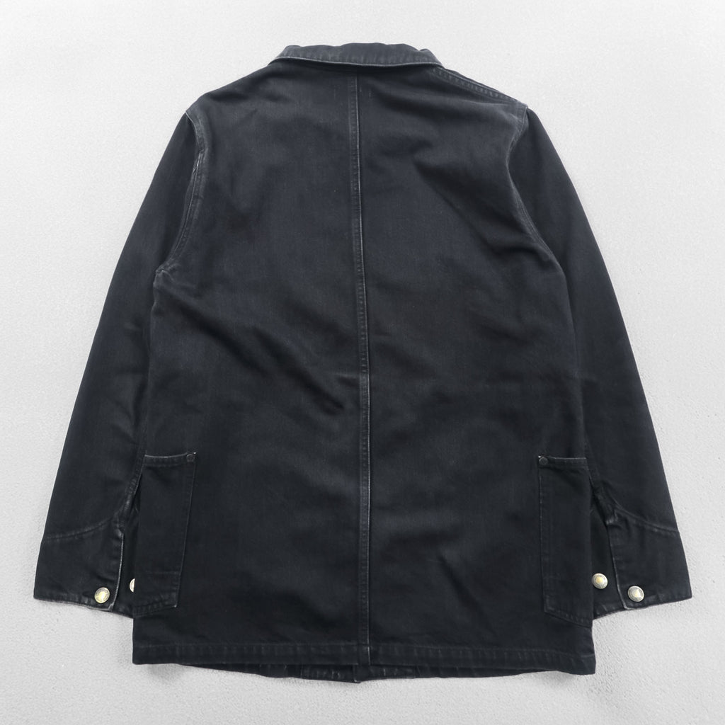 FACTOTUM Japan Made Black Denim Chore Coat Hunting Jacket S Black Round Collar 01040638