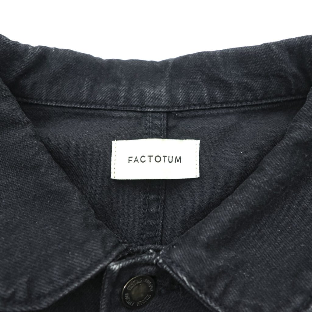FACTOTUM Japan Made Black Denim Chore Coat Hunting Jacket S Black Round Collar 01040638