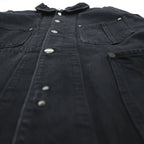 FACTOTUM Japan Made Black Denim Chore Coat Hunting Jacket S Black Round Collar 01040638