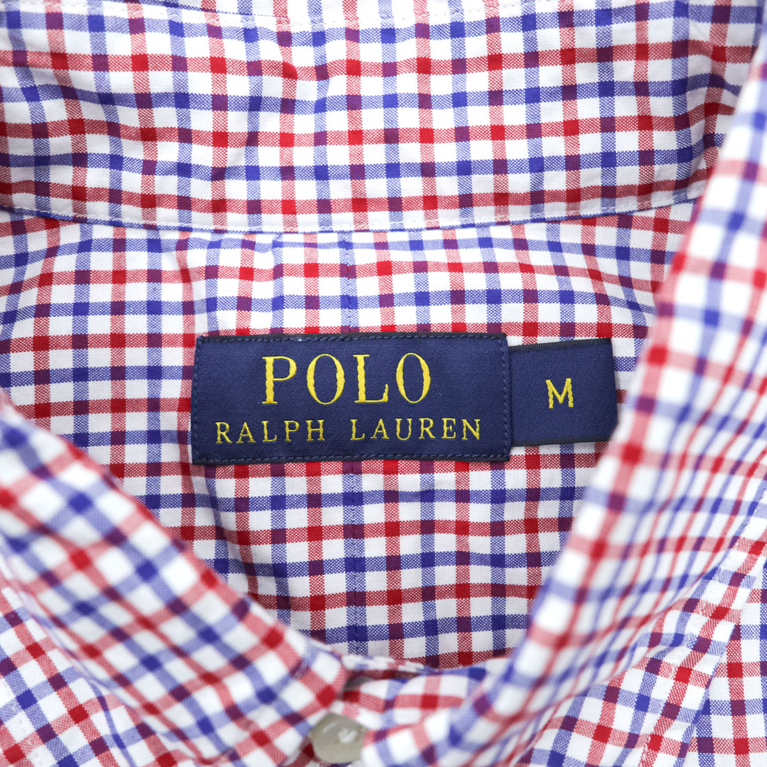 Polo Ralph Lauren ボタンダウンシャツ M チェック トリコロールカラー スモールポニー 刺繍 ロゴ