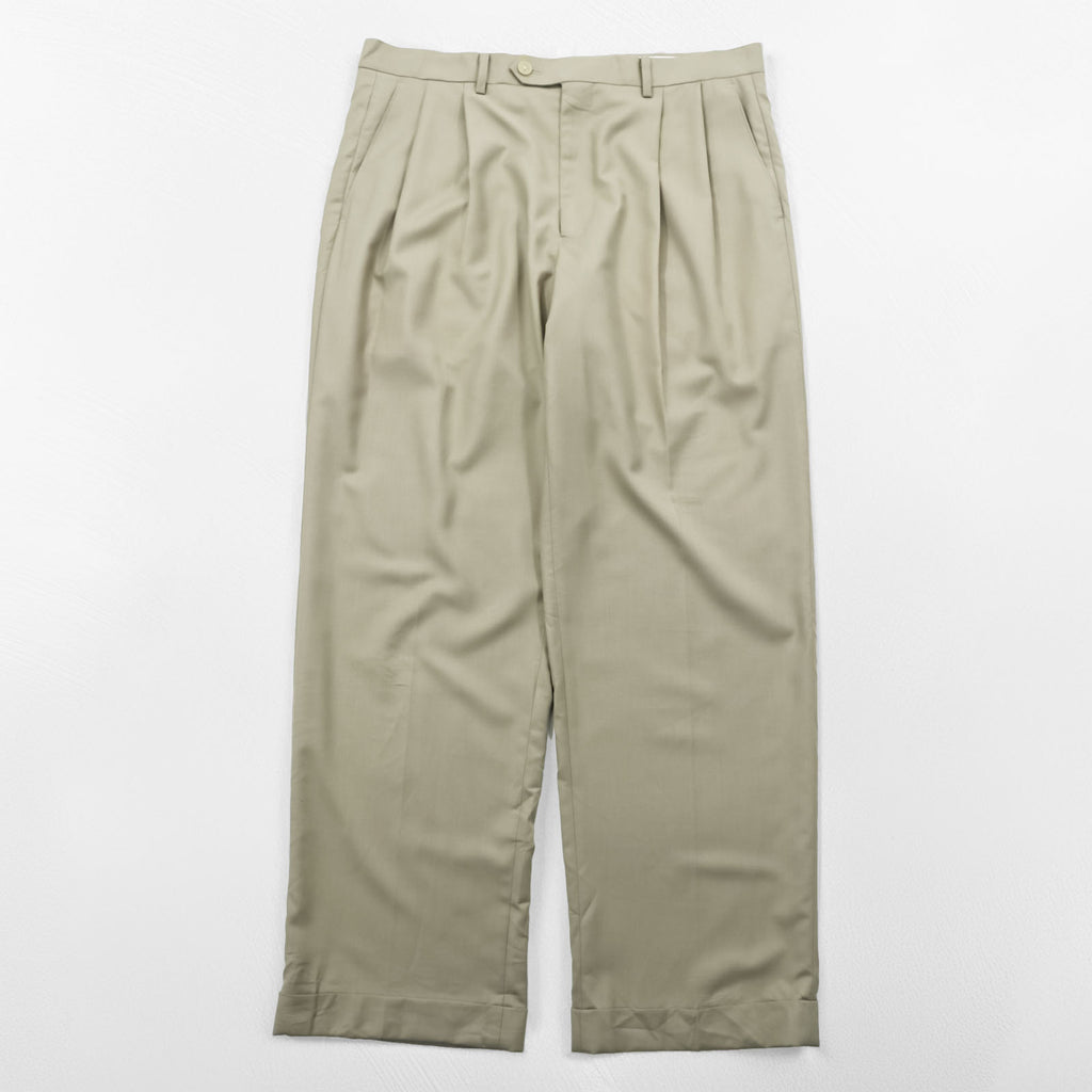 LAUREN RALPH LAUREN 90年代 2タック ワイド スラックス パンツ L ベージュ ダブルカフス