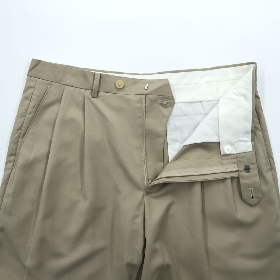 LAUREN RALPH LAUREN 90年代 2タック ワイド スラックス パンツ L ベージュ ダブルカフス