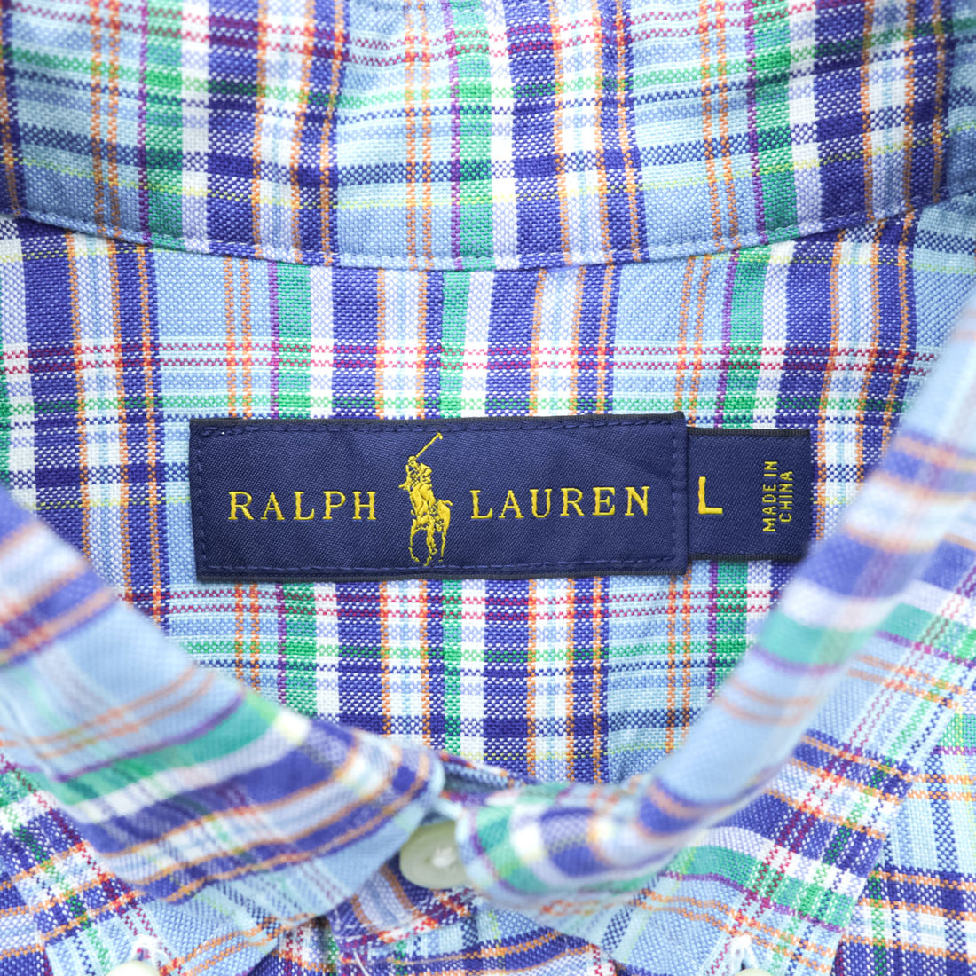 Ralph Lauren ボタンダウンシャツ L チェック ブルー スモールポニー 刺繍 ロゴ