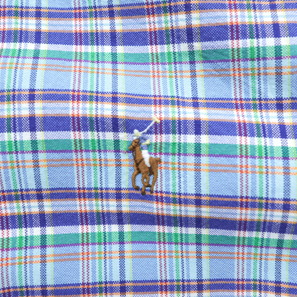 Ralph Lauren ボタンダウンシャツ L チェック ブルー スモールポニー 刺繍 ロゴ