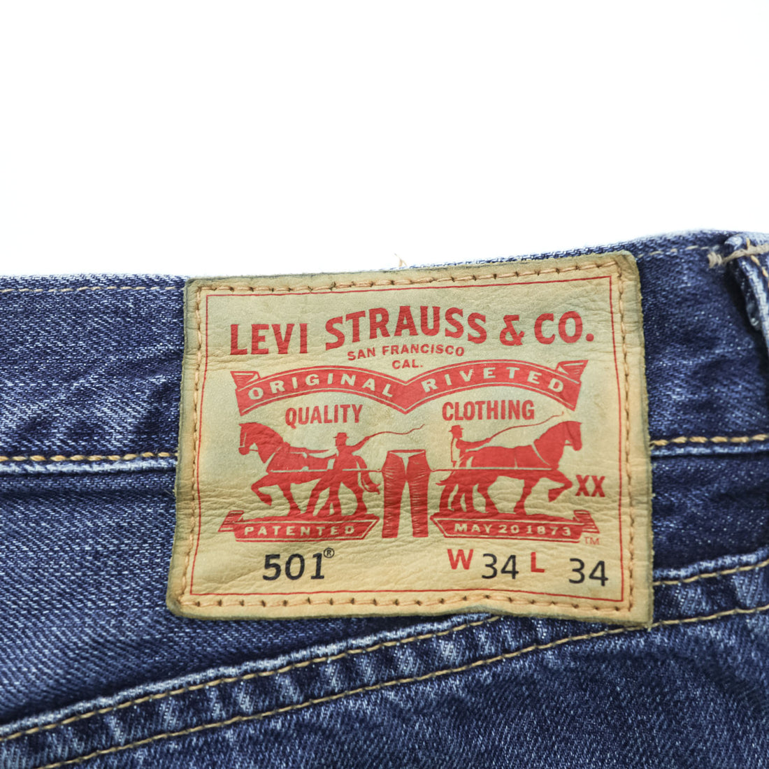 Levi’s 501 Straight Leg Button Fly Denim Jeans W34 L34 Indigo Faded Whiskered
