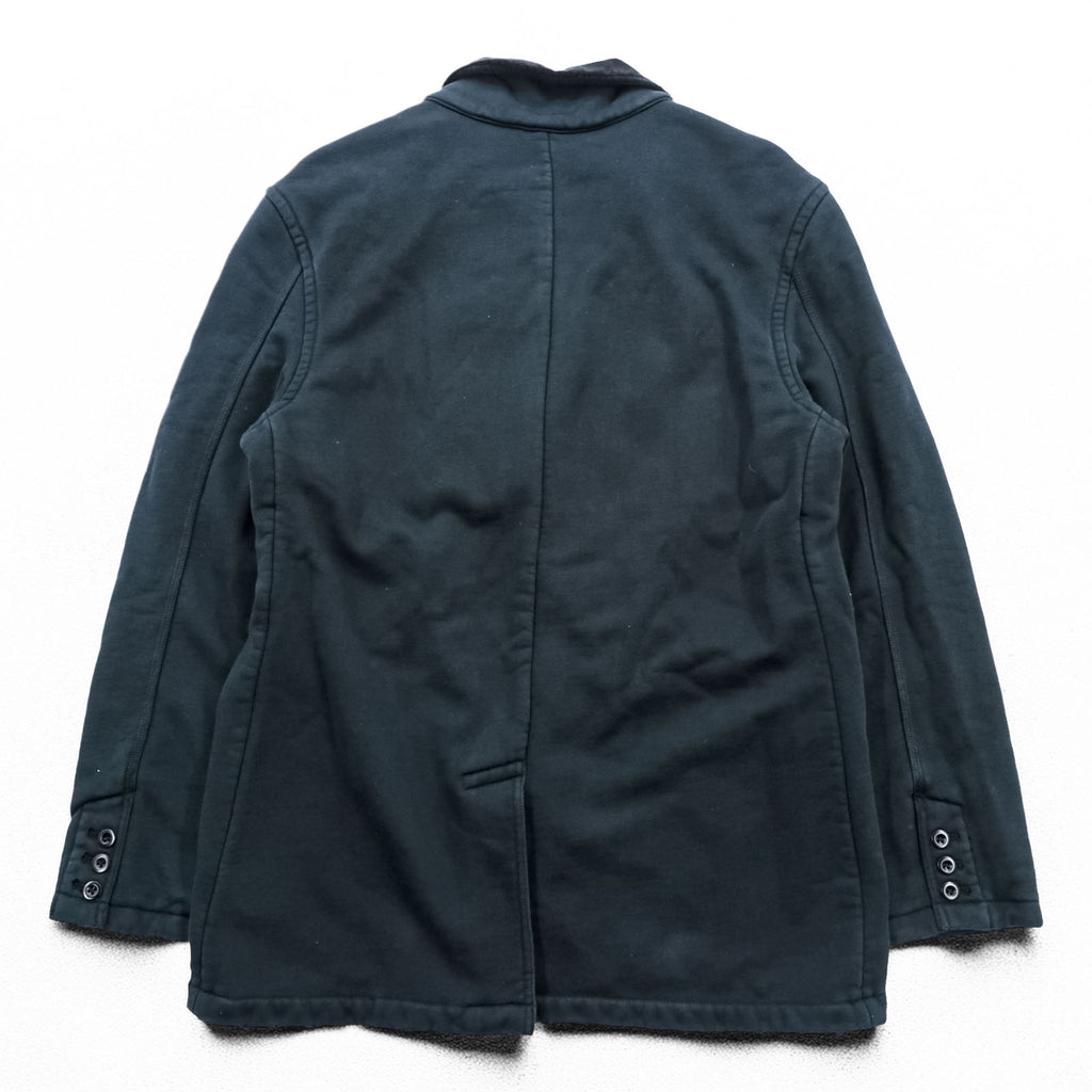 Polo Ralph Lauren 90s Emblem Embroidered Sweat Tailored Jacket Blazer XL Black Vintage-Processed Patch Velvet Collar