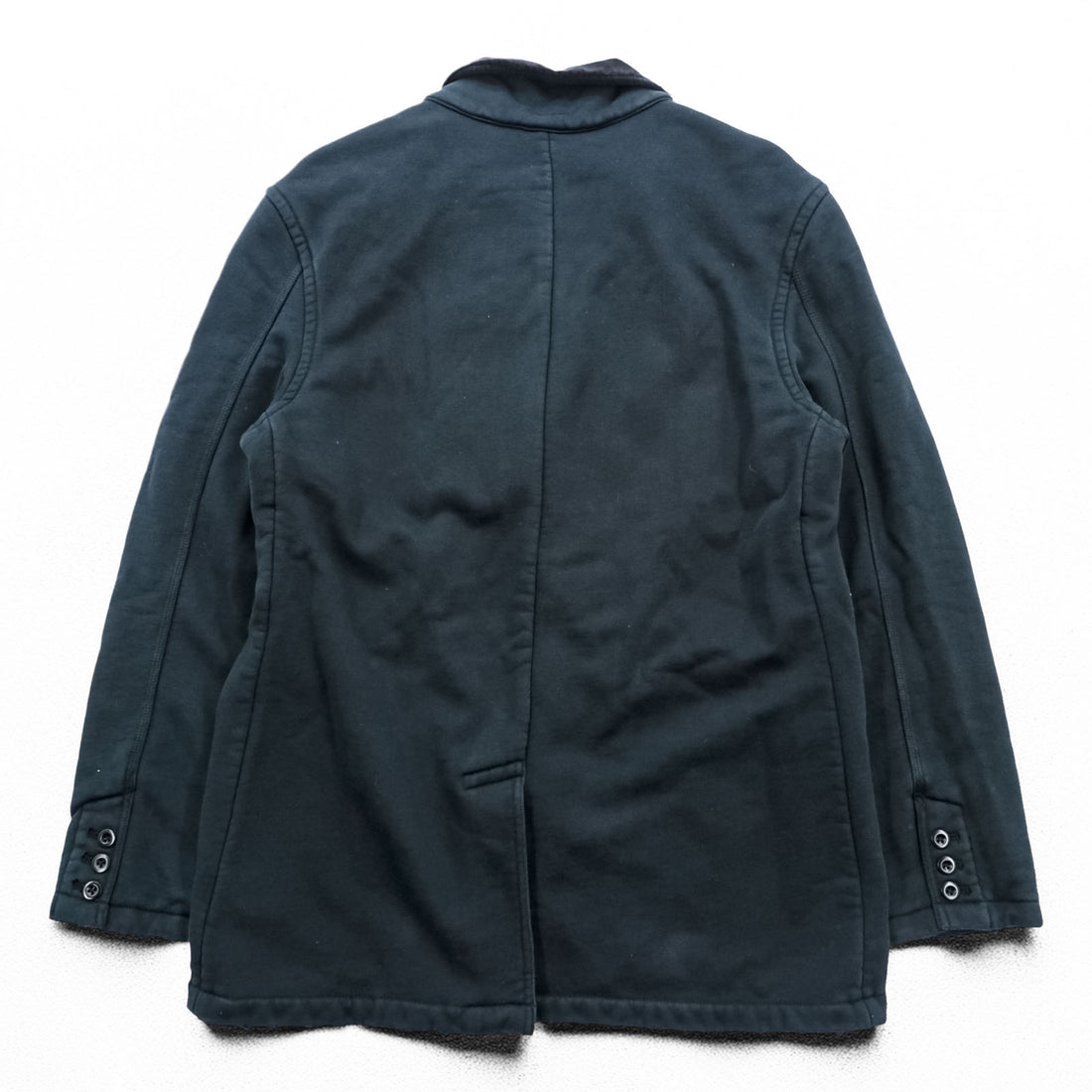 Polo Ralph Lauren 90s Emblem Embroidered Sweat Tailored Jacket Blazer XL Black Vintage-Processed Patch Velvet Collar