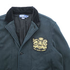 Polo Ralph Lauren 90s Emblem Embroidered Sweat Tailored Jacket Blazer XL Black Vintage-Processed Patch Velvet Collar