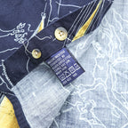 NAUTICA 90年代 総柄 ボタンダウンシャツ XL ネイビー コットン 胸ポケット 地図柄 ヨット