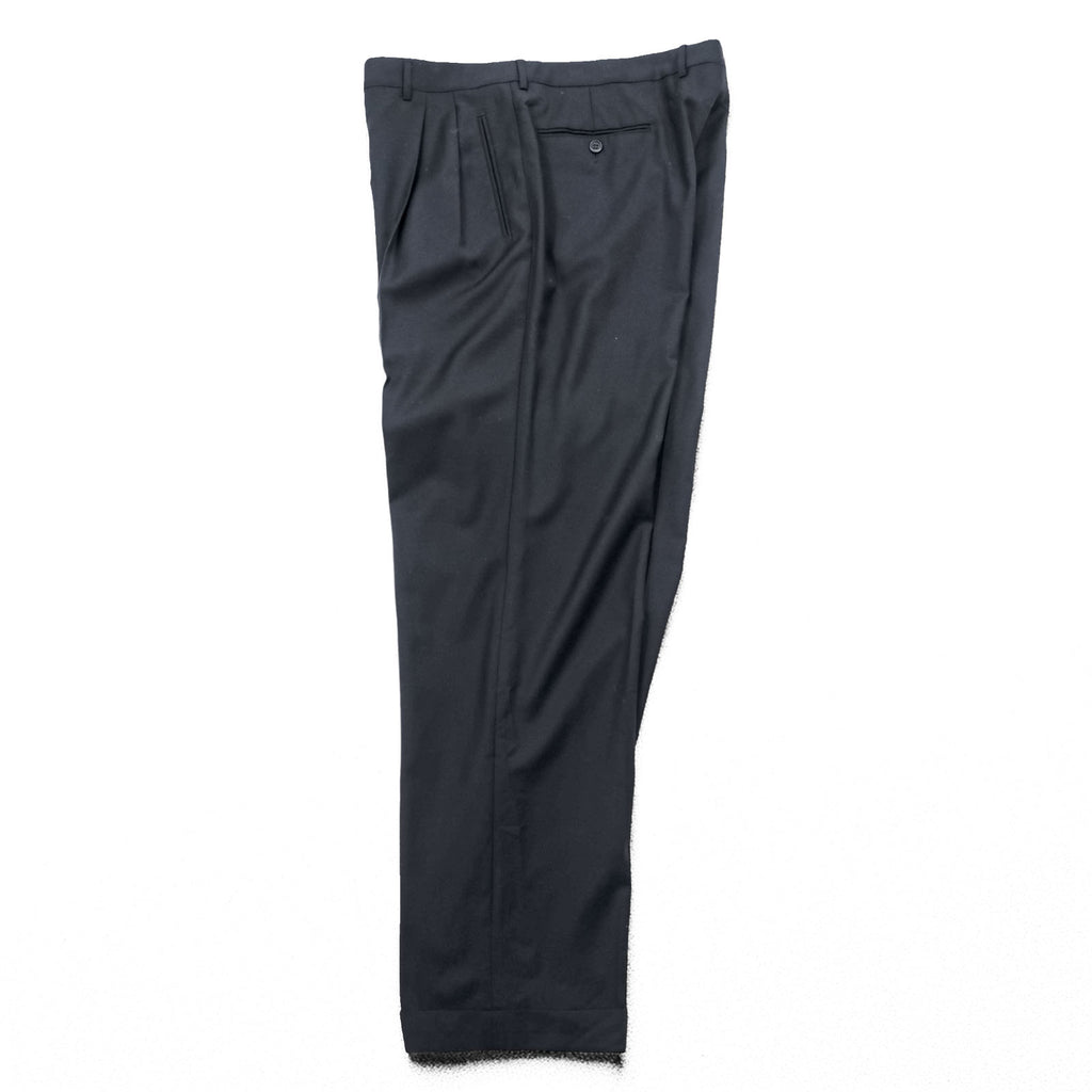 Ermenegildo Zegna 2-Pleat Wide Slacks Pants XL Black Wool