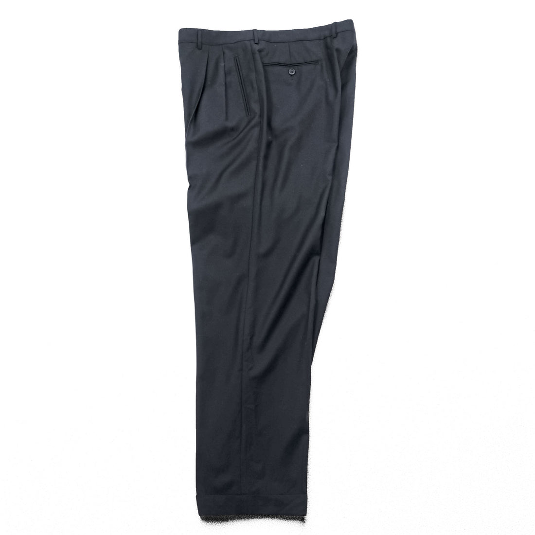 Ermenegildo Zegna 2-Pleat Wide Slacks Pants XL Black Wool