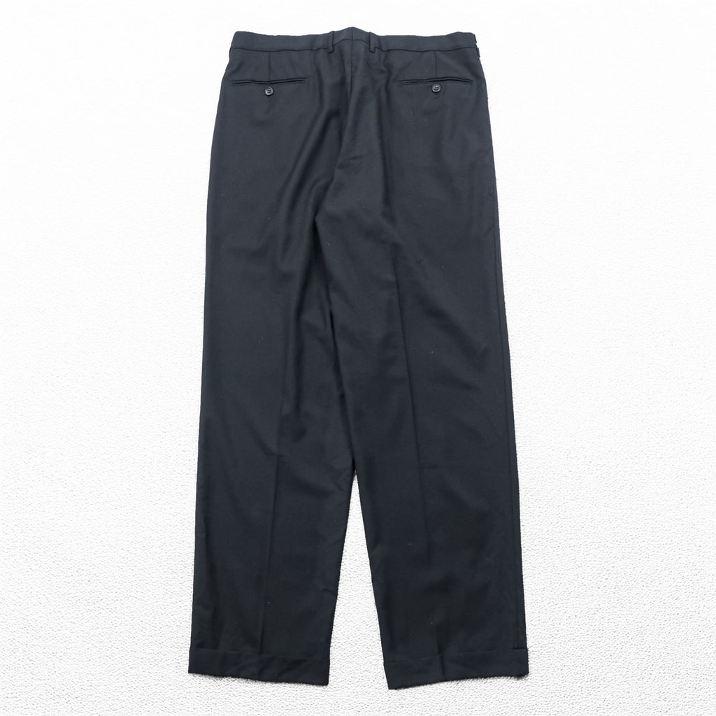 Ermenegildo Zegna 2-Pleat Wide Slacks Pants XL Black Wool