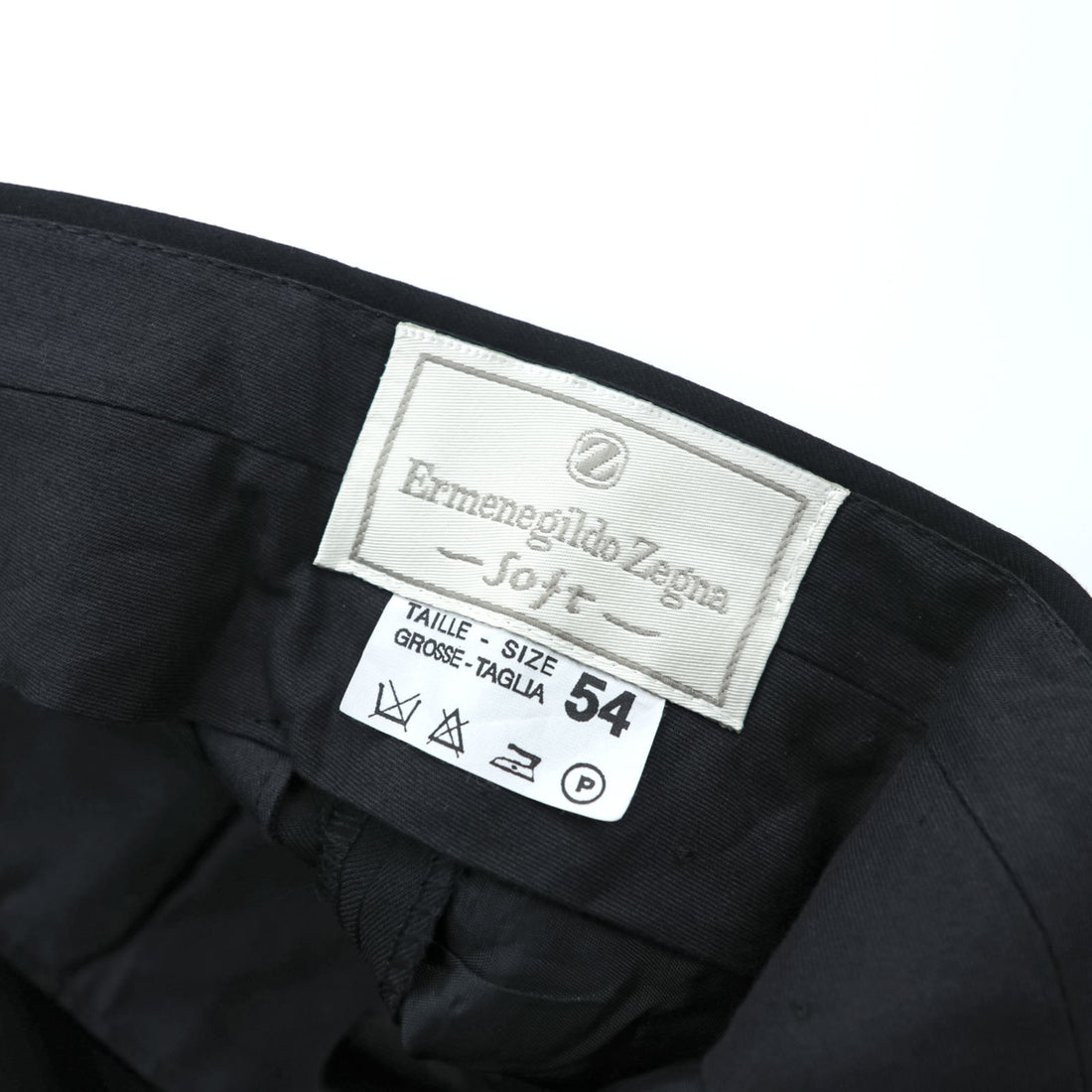 Ermenegildo Zegna 2-Pleat Wide Slacks Pants XL Black Wool