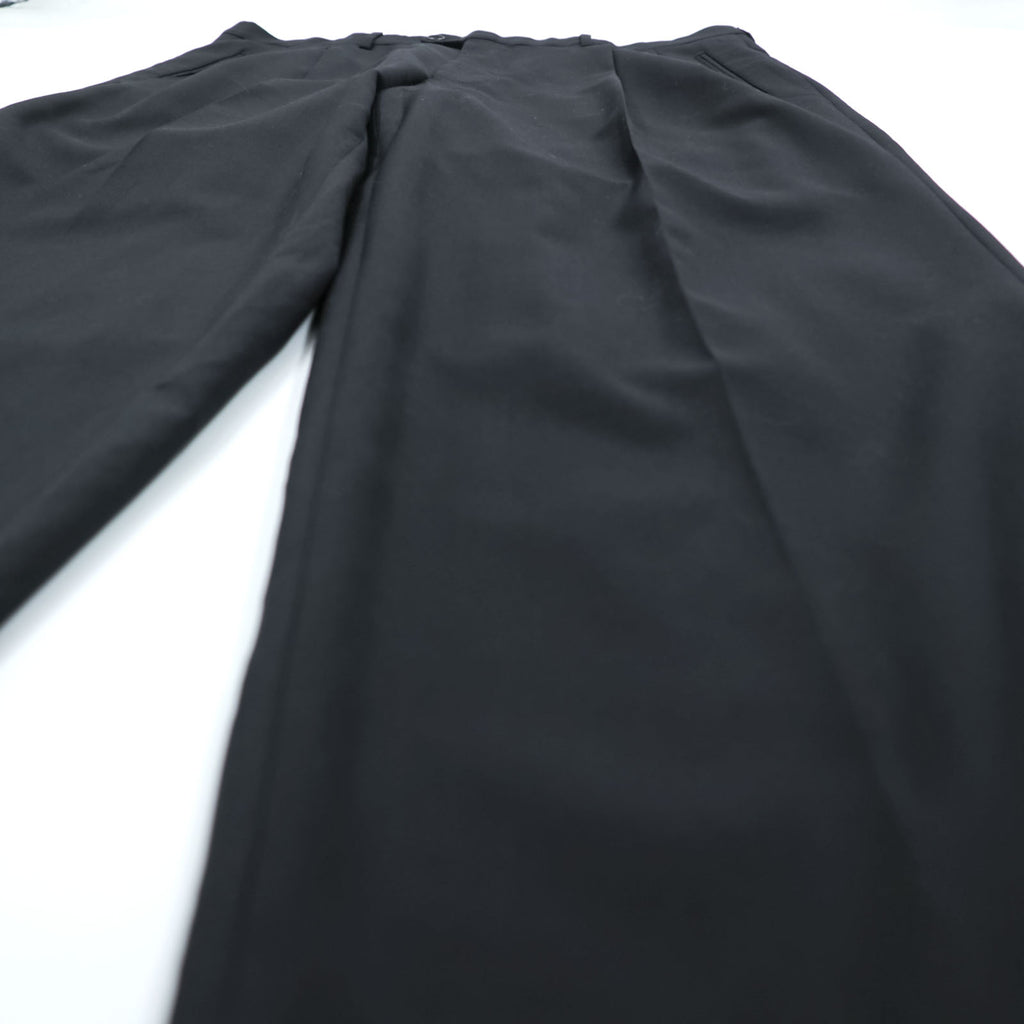 Ermenegildo Zegna 2-Pleat Wide Slacks Pants XL Black Wool
