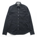 BURBERRY LONDON Stretch Dress Shirt S Black One Point Logo Embroidery Nova Check Switching Made in Turkey