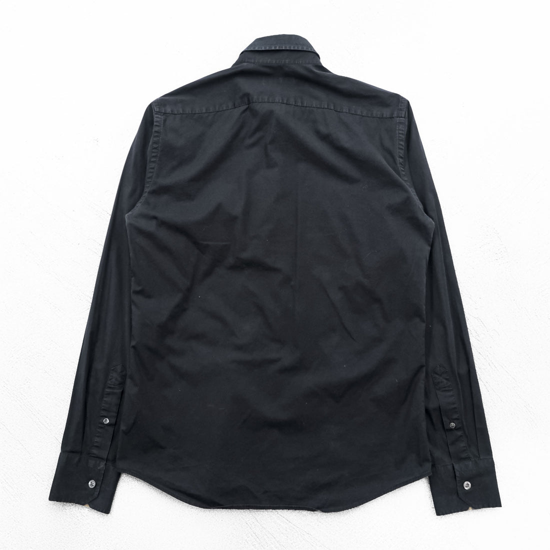 BURBERRY LONDON Stretch Dress Shirt S Black One Point Logo Embroidery Nova Check Switching Made in Turkey