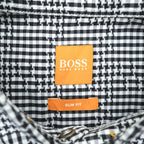 HUGO BOSS スリムフィット ワークシャツ XL ホワイト ブラック チェック 胸ポケット