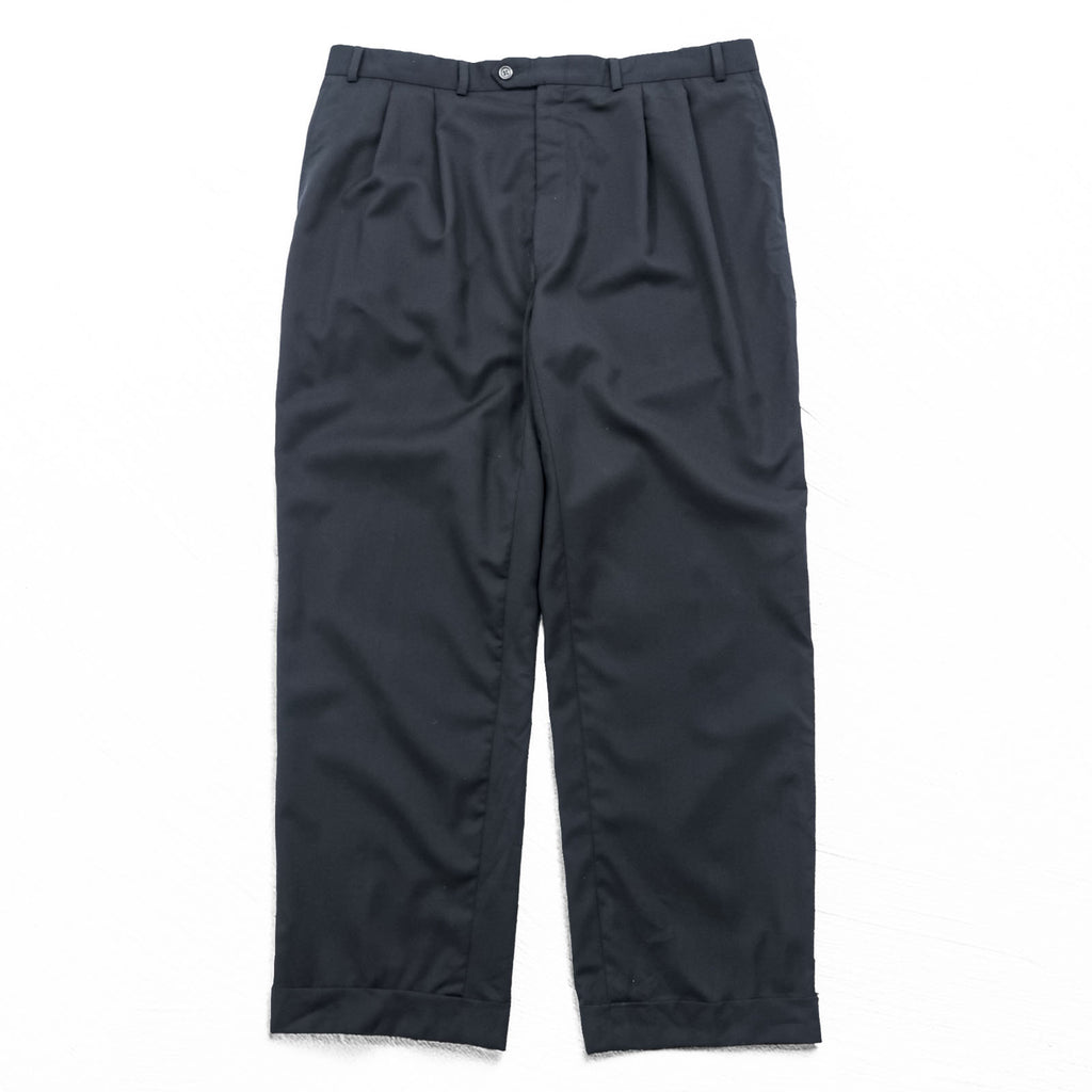 LAUREN RALPH LAUREN 90年代 2タック ワイド スラックス パンツ XL ブラック プリーツ TOTAL COMFORT
