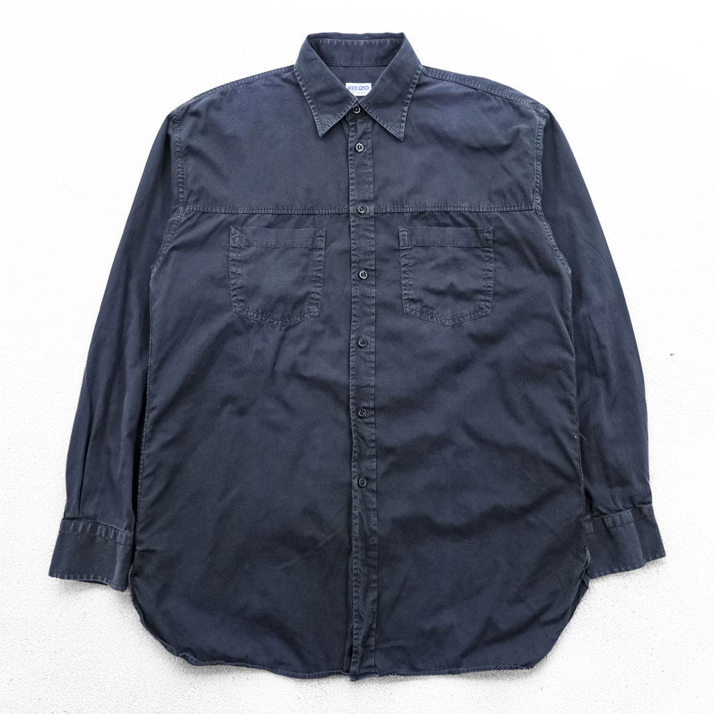 KENZO 90年代 ヴィンテージ 長袖シャツ L ブラック コットン 胸ポケット