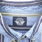 DOCKERS ( Levi's ) 90年代 ボタンダウン デニムシャツ L ブルー ストライプ 胸ポケット