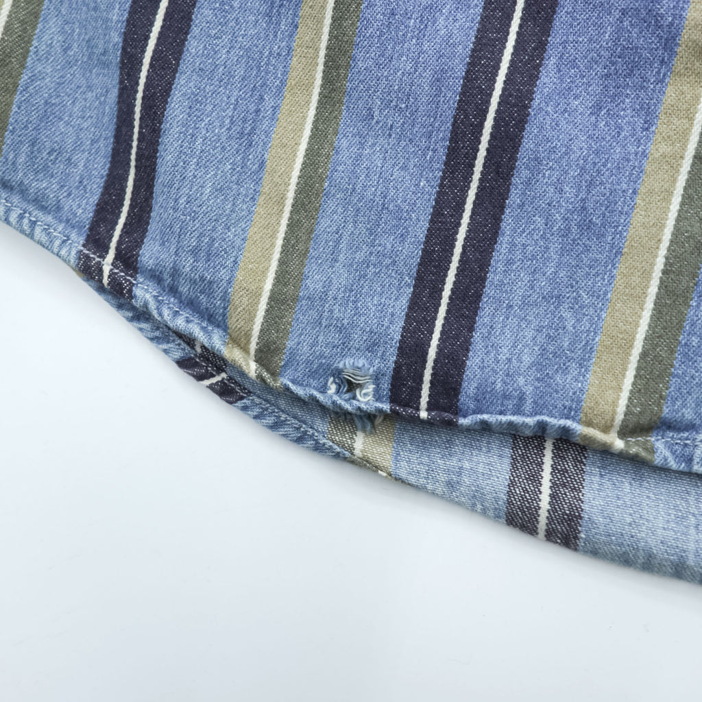 DOCKERS ( Levi's ) 90年代 ボタンダウン デニムシャツ L ブルー ストライプ 胸ポケット