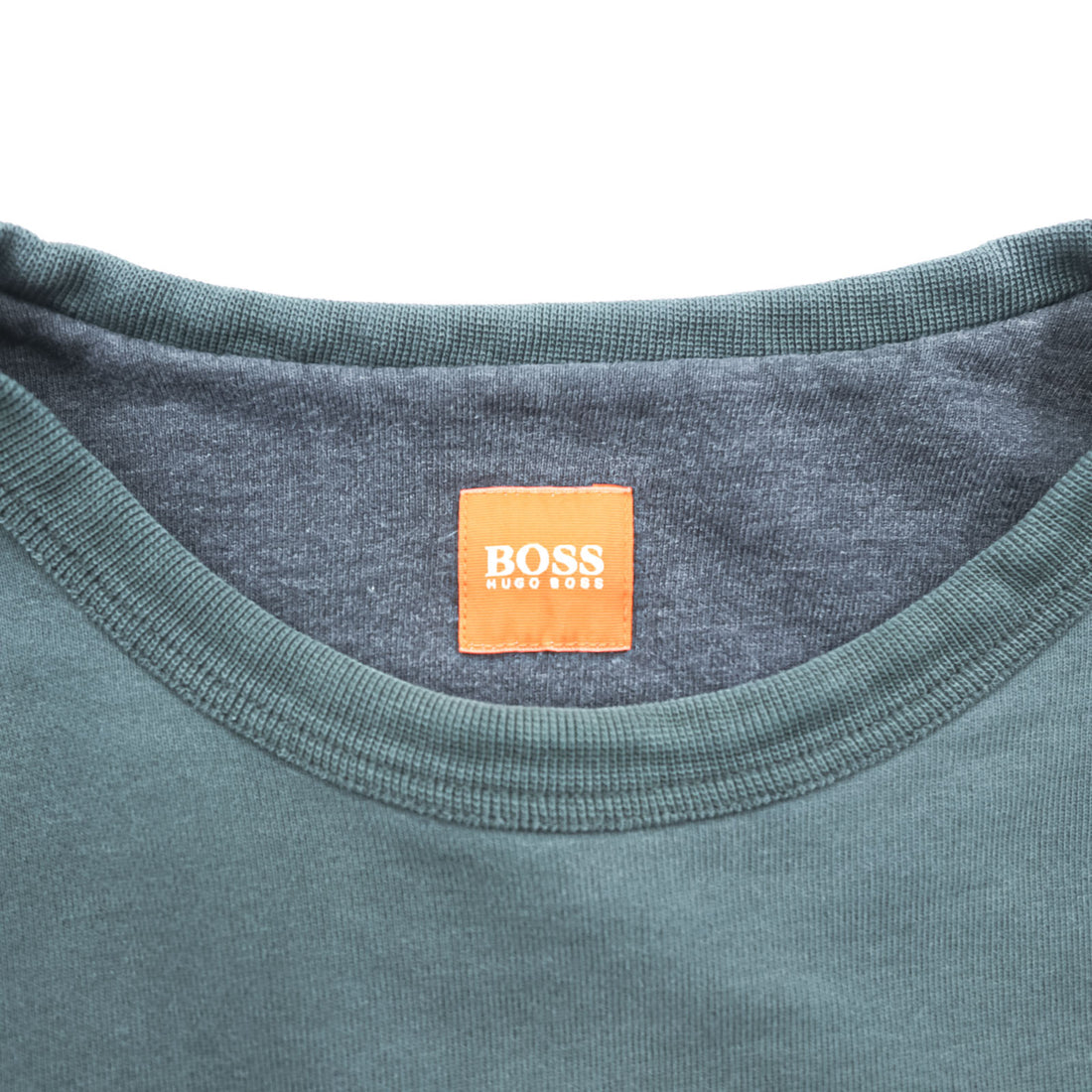 HUGO BOSS クルーネック スウェット トレーナー L グリーン コットン ワンポイントロゴ
