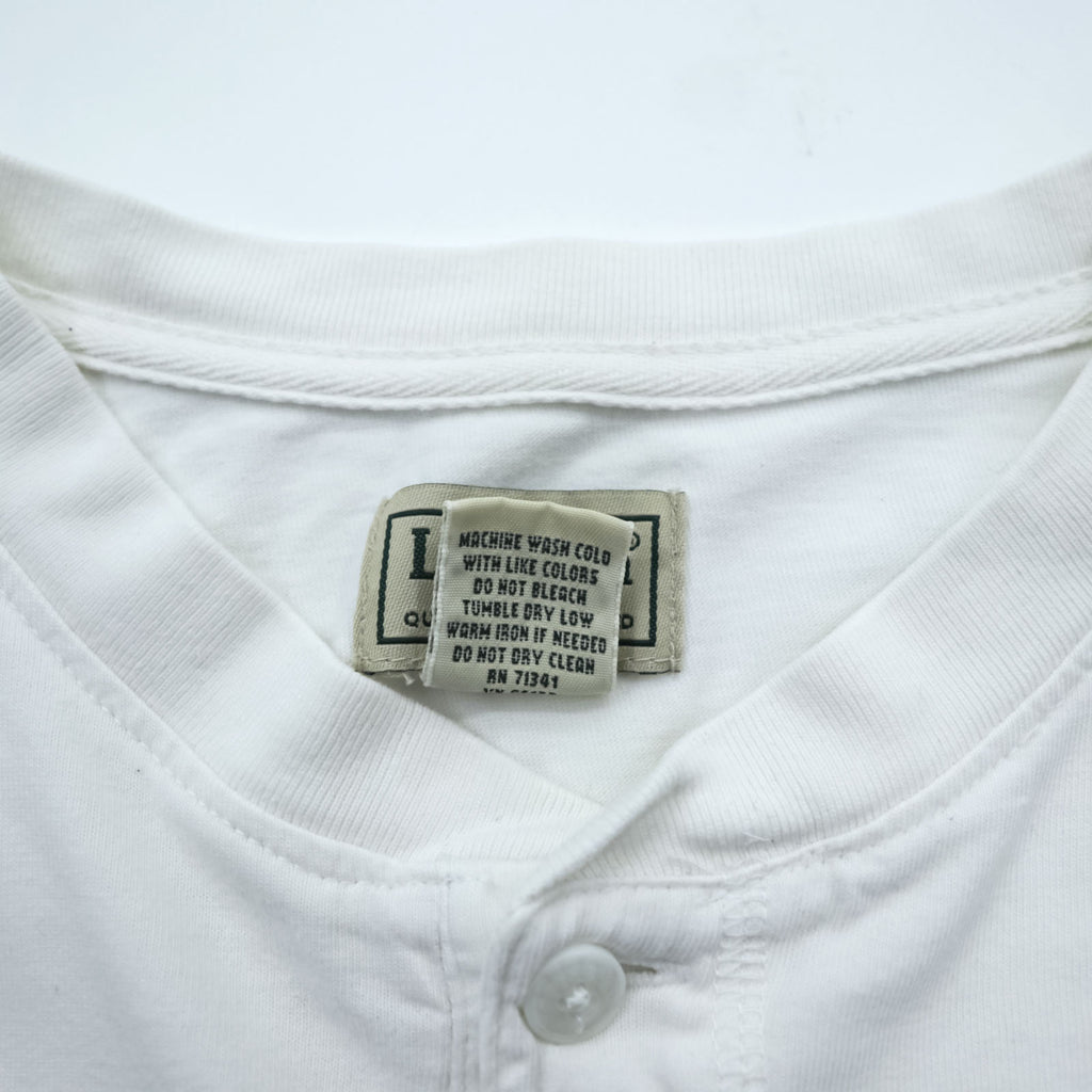 L.L.Bean ヘンリーネック 長袖 ロングスリーブ Tシャツ ロンT L ホワイト コットン AUB4