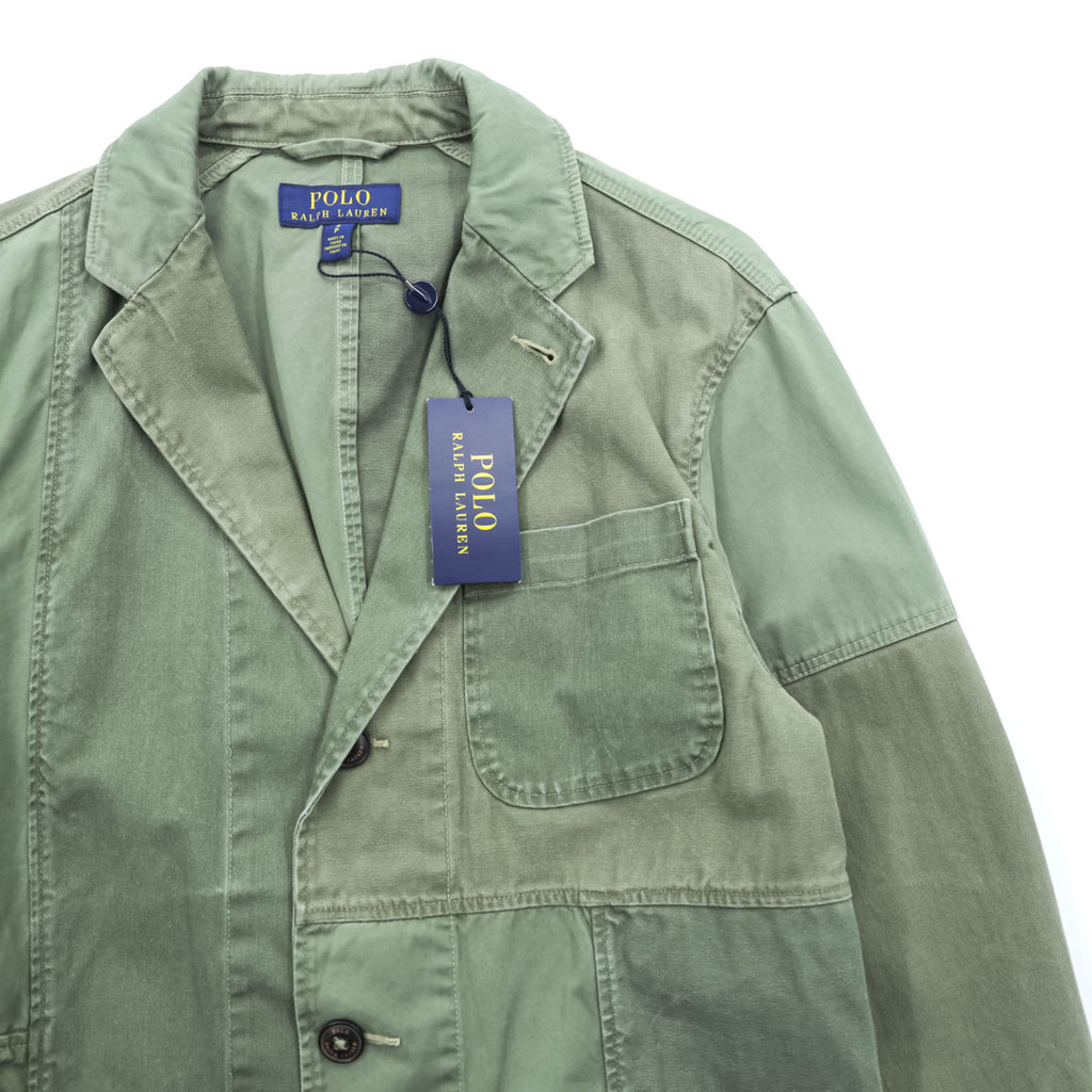 Polo Ralph Lauren パッチワーク スポーツコート テーラードジャケット ブレザー S カーキ ミリタリー 未使用品 MNPOOTW17I20001