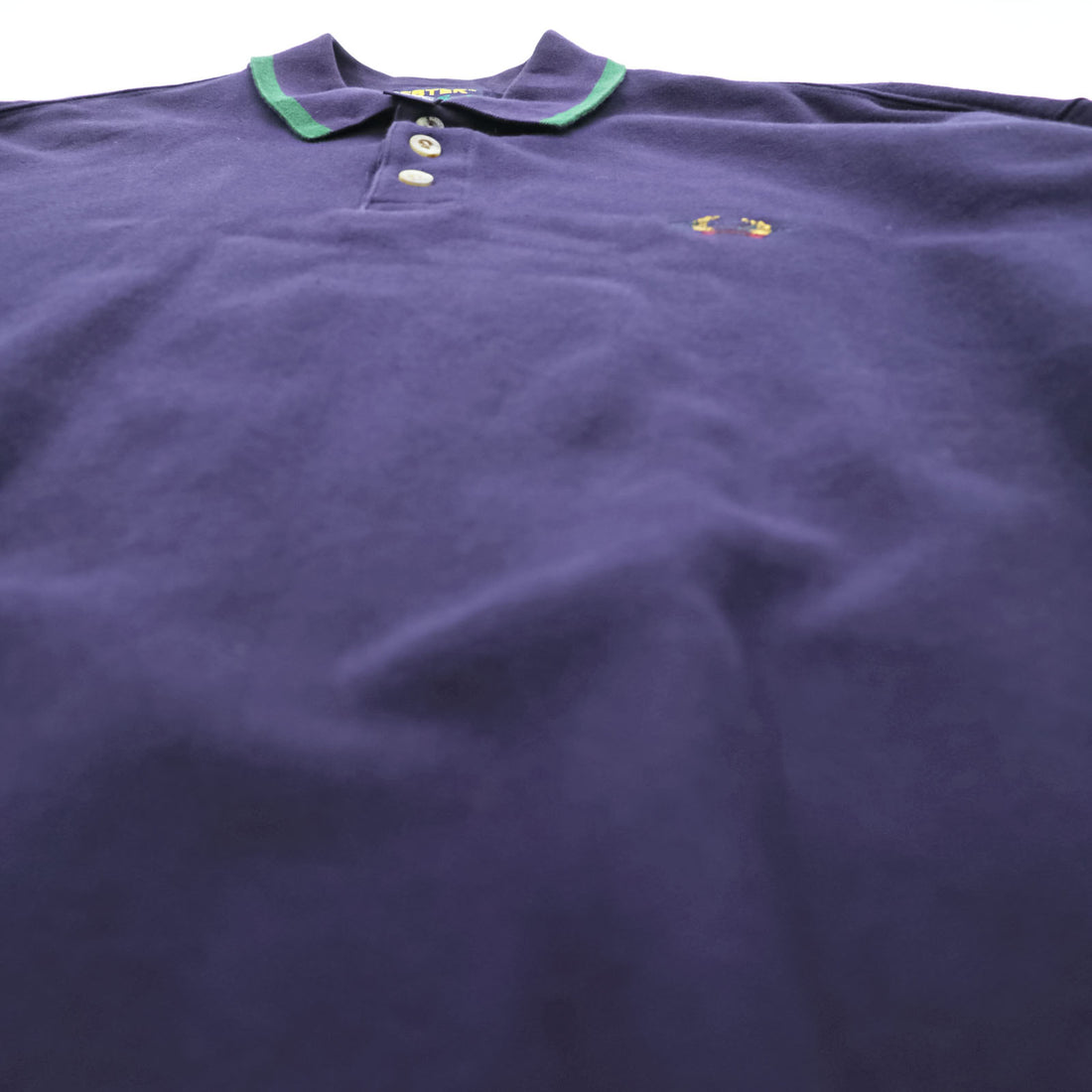 Eddie Bauer 90年代 ポロ スウェット トレーナー L ネイビー ワンポイントロゴ EBTEK 襟付き
